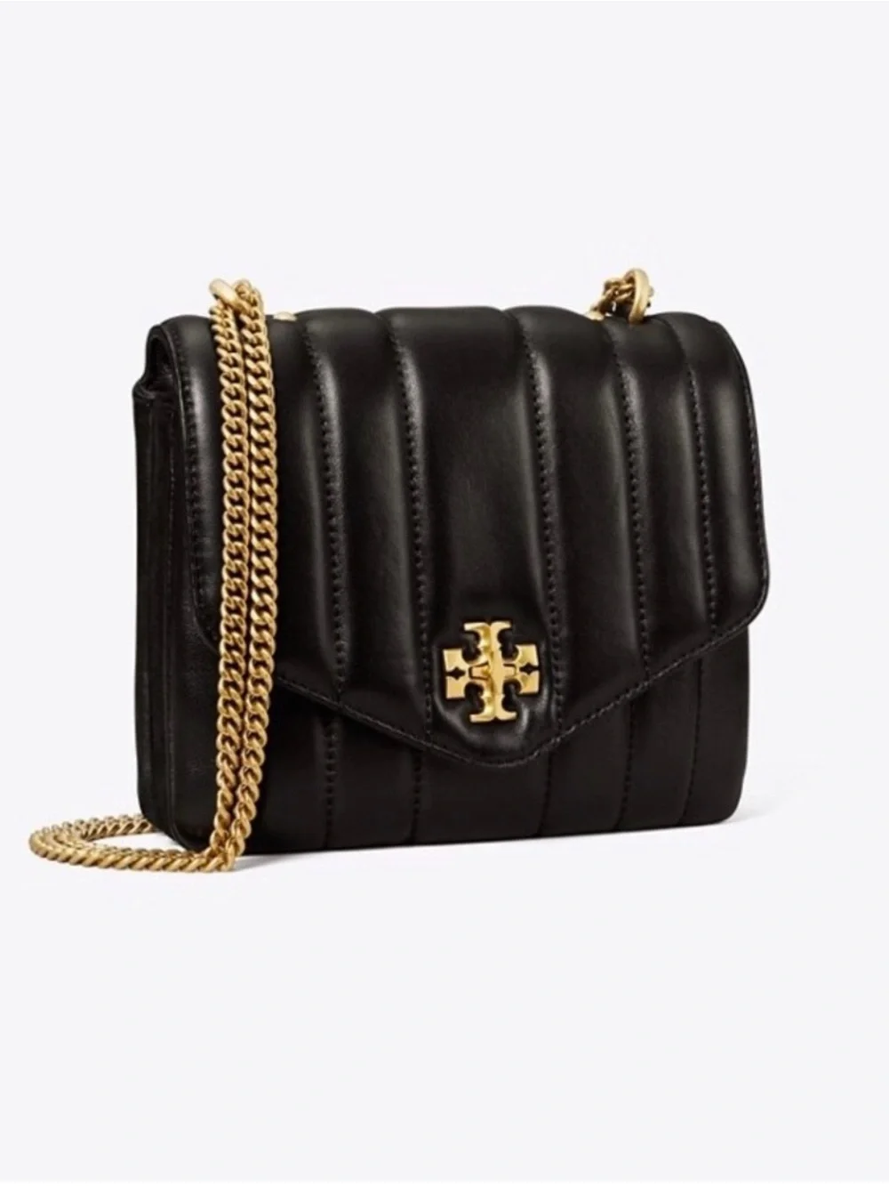 *Like New* Tory Burch Kira Square Quilted Leather Crossbody with Gold Chain
